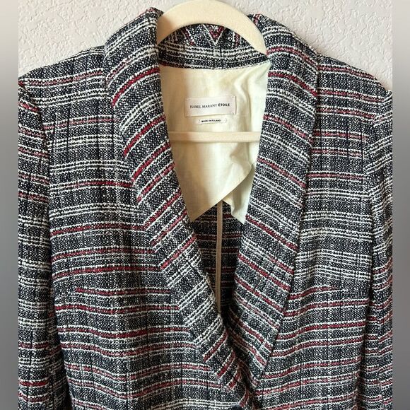 Isabel Marant Etoile Tweed Blazer in Black/Red/White, Size 36 (US S) - Picture 6 of 12